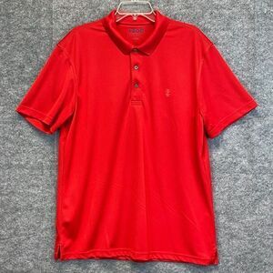 IZOD Golf Shirt Men's Large Red Textured Short Sleeve Three Button Performance